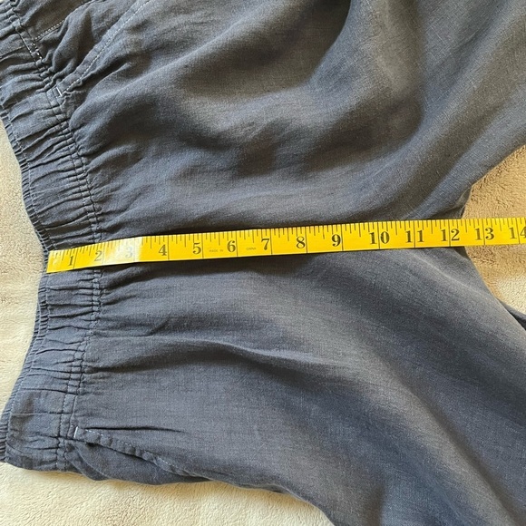 TAHARI 100% Linen Wide Leg Pull Cropped Pull on Pants Size Medium Beachy Organic - Picture 9 of 10
